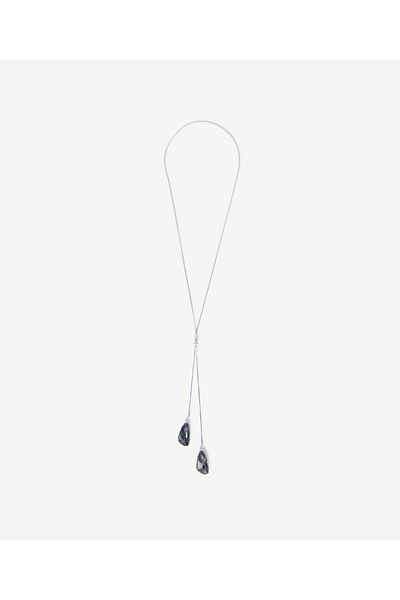 Yargıcı Y Form Glass Stone Long Necklace