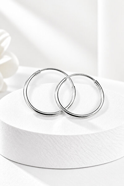 jelux silver Gümüş 925 Ayar 12 Mm Düz Halka Model Küpe