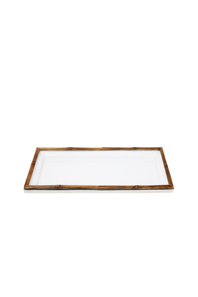 Yargıcı Porcelain Bamboo Detailed Serving Plate (19X37X4 cm)