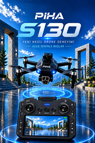piha S130 Drone Ekranlı kumanda 2Batarya&30Dakika Uçuş 720P Çift Kamera Engel...