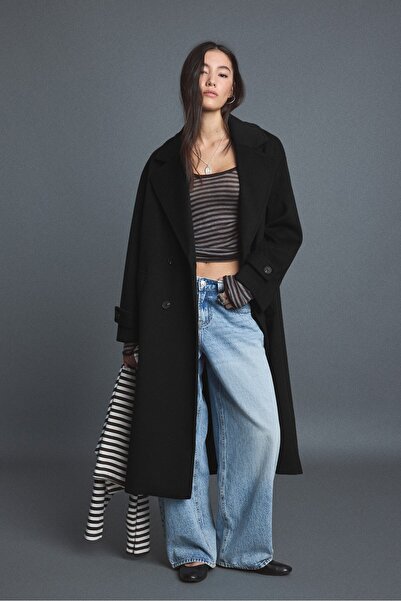 Stradivarius Yumuşak dokulu uzun oversize kaban