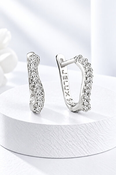 jelux silver Gümüş 925 Ayar Zirkon Taşlı S Model Küpe