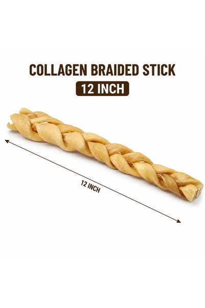 Petrix Braided Collagen Stick Dog Chew Treat (12 Inch, 4 Pcs)