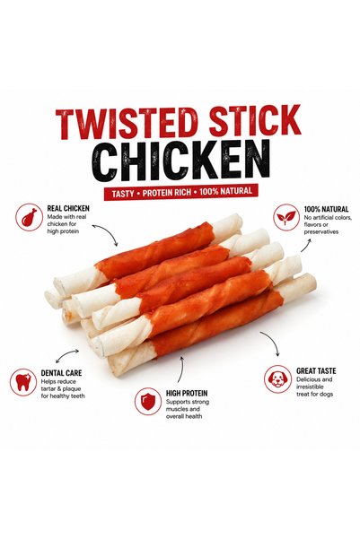 Petrix Twisted Stick Chicken Wrapped Dog Chew Treat (10 Pcs)