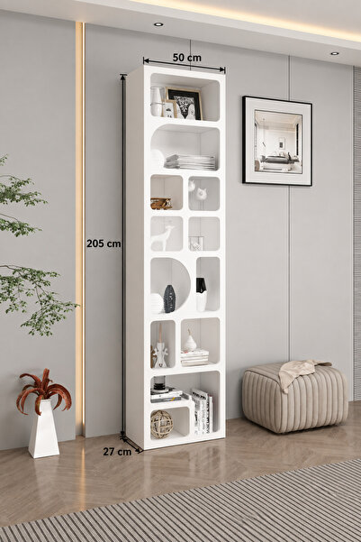 Minar Bohem Kitaplık 205 Cm Mebran - Beyaz