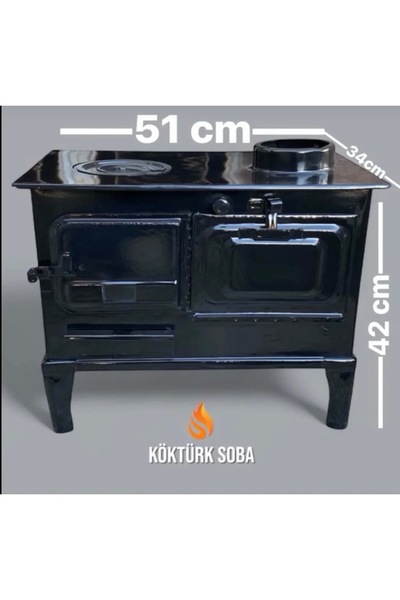 KUZİNECİM MİNİ FIRINLI KUZİNE SOBA SİYAH EMAYE KAPLAMA PORTATİF HERYERE TAŞIN...