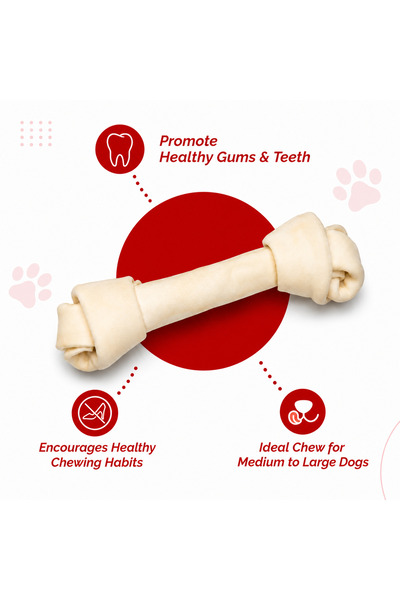 Petrix Knotted Bone White Dog Chew Treat (9 Inch, 1 Pc)