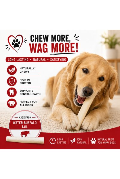 Petrix White Tail Dog Chew Treat (6 Inch, 6 Pcs)