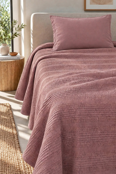 evdehome %100 Pamuk Dual Tek Kişilik Pike Takımı | 160x230 Pike + 100x200 Las...