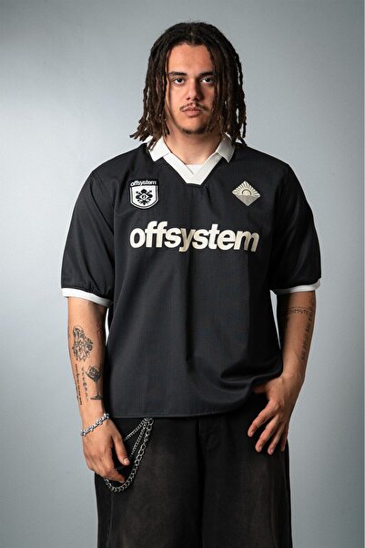 Plus Eighteen The Off System Polo Collar Black Men's Football Jersey