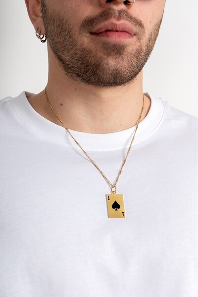 UKHWD SUPPLY 316L Çelik Gold Poker Kolye