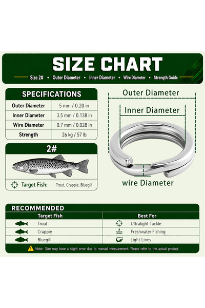Choice 5mm 57lbs 9KM 30Pcs Split Rings Fishing Stainless Steel Lure Rings Sal...