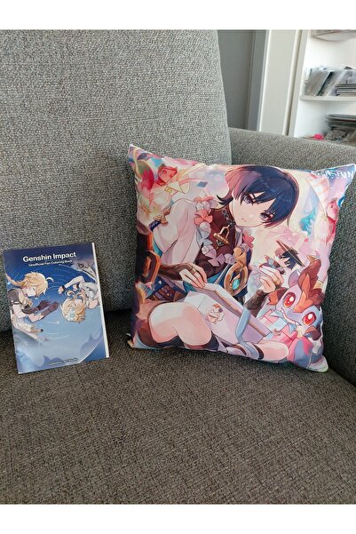 ganbarou art studio Genshin Impact One-Way Printed Cushion with Wanderer 25X2...