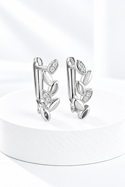 jelux silver Gümüş 925 Ayar Zirkon Taşlı Başak Küpe