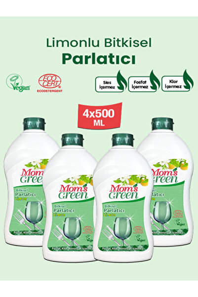 Mom’s Green Ecologic 4'lü Set Bitkisel Limonlu Bulaşık Makinesi Parlatıcı (50...