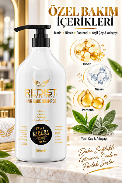 Redist Saç Dökülme Karşıtı Hızlı Uzamaya Yardımcı Güçlendirici 12IN1 Şampuan Vegan 1000 ml
