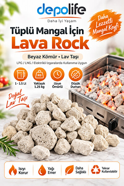 Depolife Tüplü Mangal Için Kullanılan Lava Rock Beyaz Kömür Mangal Için Lav T...