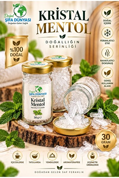 DogalSifaDünyası Kristal Mentol 30 gr Cam Kavanoz %100 Saf Içerik