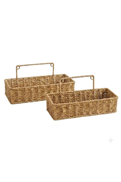 Go İthalat 2’li Duvar Askılı Plastik Rattan Organizer – Dikdörtgen Hasır Görü...