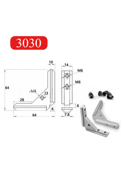 Choice 3030-2PC 2020 3030 4040 Panel Installation Board Angle Slot Fixing Har...