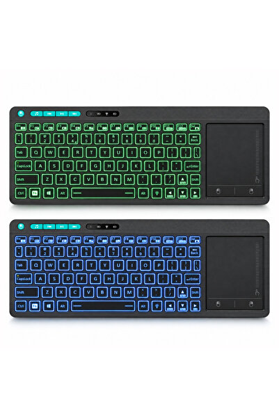 Rii Tastatură wireless multimedia cu mousepad, iluminare LED RGB, USB, Combo