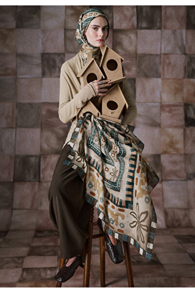 Freshscarfs Abstract Flow Desen Vual Eşarp Yeşil