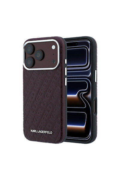 Karl Lagerfeld iPhone 18 Pro Uyumlu Kılıf Lisanslı Damgalı Metal Yazı Logolu ...