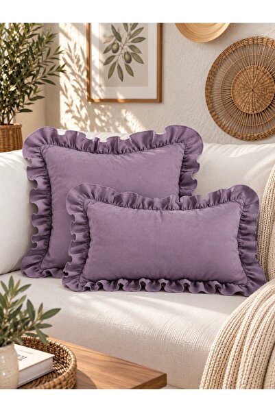 Decamor home İnci Vintage Purple - Μωβ Βολάν Κάλυμμα Μαξιλαριού 1 ΤΕΜ.