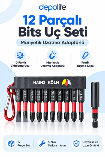 Depolife Yıldız Düz Vidalama Uç Seti Hex Bits uç takımı Manyetik uzatma Adapt...