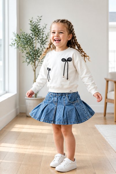 NURTOPU Girl's Skirt Suit, Seasonal, Super Quality Cotton Fabric, Full Lycra,...
