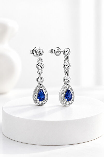 jelux silver Gümüş 925 Ayar Rodyumlu Safir Zirkon Taşlı Pırlanta Montür Su Yo...