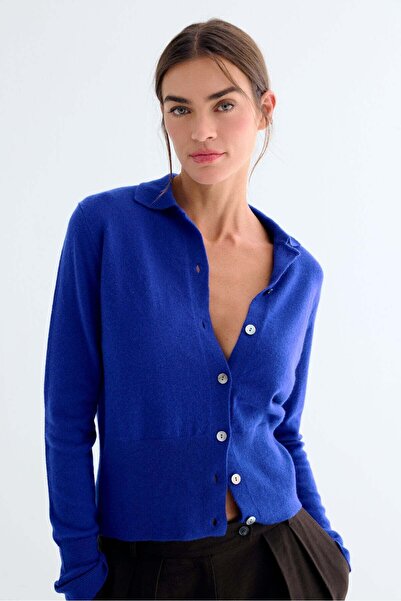 Silk and Cashmere Galaksi Mavisi Agata Saf Kaşmir Gömlek