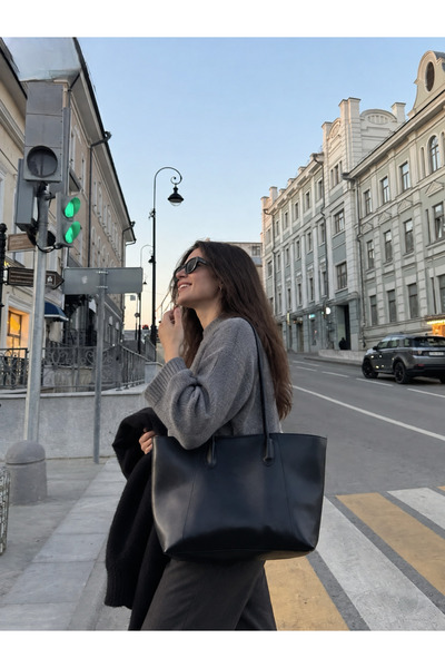 LEXA SHOP Kadın Siyah El ve Omuz Çantası Büyük Günlük Kullanıma Uygun