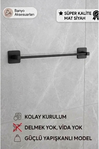 Home Kare Yapışkanlı Siyah Uzun Havluluk
