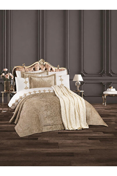 GOLDROOM Home VENESSA 10 PARÇA NAKIŞLI NEVRESİM TAKIMLI ÇEYİZ SETİ.