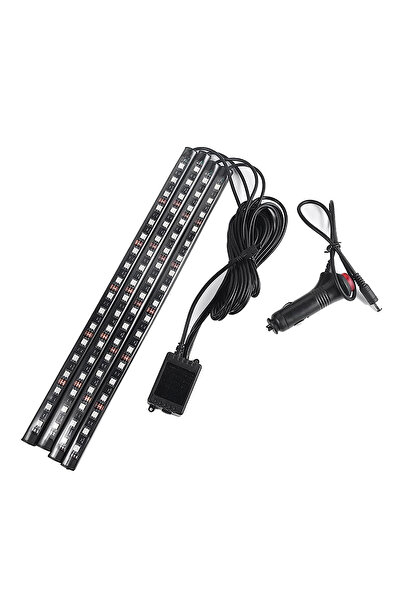 Ruan Set 4 benzi 12 LED cu lumina ambientale pentru auto si telecomanda RGB