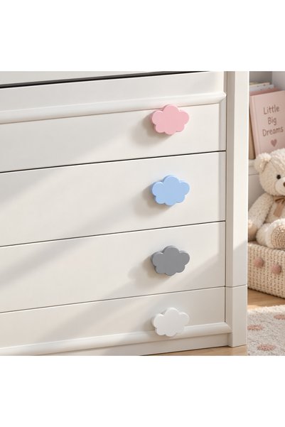 TURUNÇ AKSESUAR Tiny Gray Cloud Handle - Width 4.5 cm Length 4 cm Baby Kids Teen Room Handles Cabinet Drawer Furniture Handle