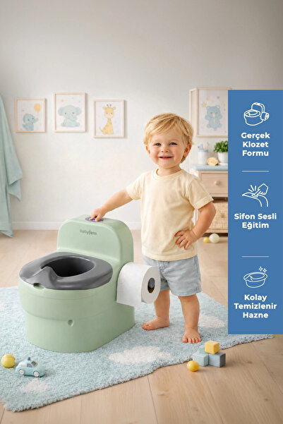 Babyjem Bebeğimin İlk Tuvaleti Sifon Sesli Lazımlık Oturak Soft Yeşil