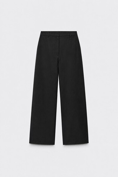 Suud Collection Siyah Raffy Geniş Paça Pantolon