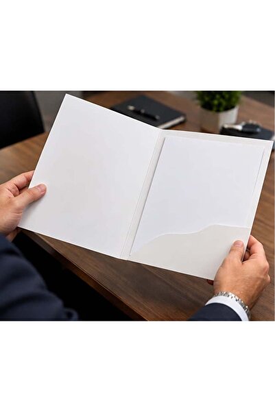 15 Adet Beyaz Cepli Dosya - Evrak Dosyası Baskısız 300 gr A4
