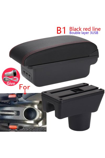 Choice5 صندوق مسند الذراع B1 أسود أحمر بثلاثة منافذ USB لسيارات ميتسوبيشي أتر...