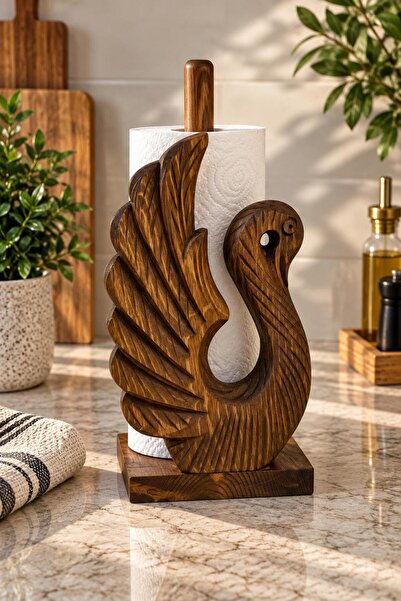 Shop kutuk Ahşap Oyma Peçetelik Kağıt Rulo Havluluk (KUĞU DESENLİ)