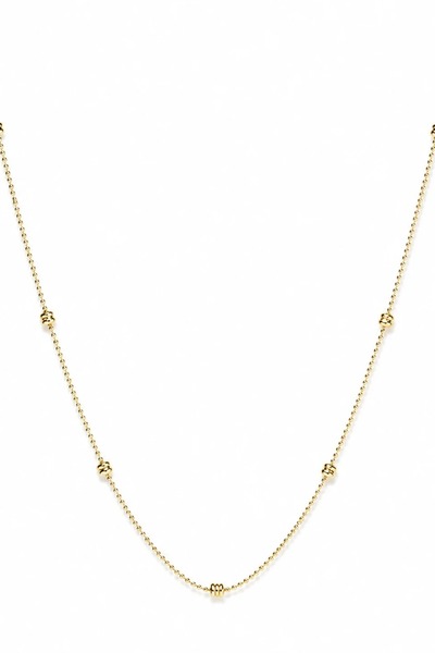 Leo'Stone Gold Minimal Boncuk Detaylı Zincir Kadın Çelik Kolye Altın Kararmaz Renk Atmaz