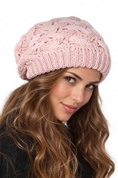 sema aksesuar Salmon Color Knitwear Beanie - με πλεκτή φόδρα, για χειμερινό δ...