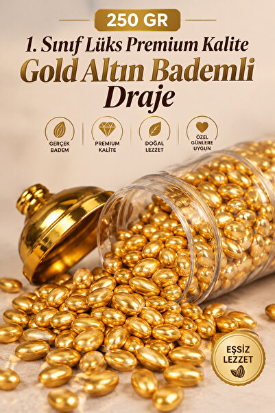 ÜLKÜ KURUYEMİŞ (250 GR) 1. Sınıf Lüks Premium Kalite Gold Altın Bademli Draje...