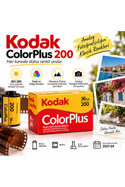 Kodak Color Plus 200asa 36lık Renkli Film 35mm 36pozluk (2026-06 TARİHLİ)