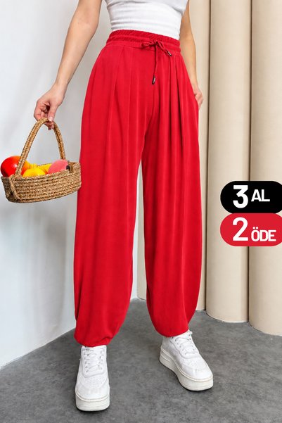 noov Women's Stirrup Model Comfortable Cut Modal Shalwar 6002 Red - Premium S...