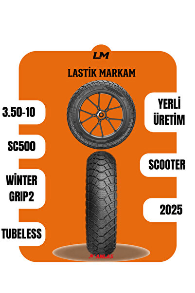ANLAS Yerli 3.50-10 Sc-500-winter Grip 2 Tl- Scooter Kış Lastiği-2024-sübap H...
