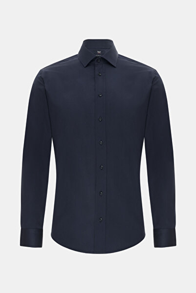 W Collection LACİVERT UZUN KOLLU GÖMLEK