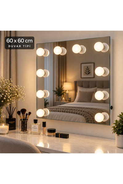 DENİZ KOÇ GRUP 60x60cm Işıklı Makyaj Aynası